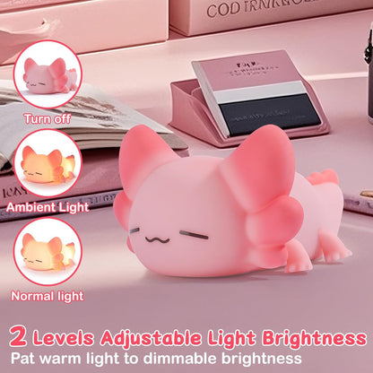ZKLiLi Night Light for Kids Cute Axolotl Lamp,16 Colors+Tap Control+Silicone Kids Night Light,USB