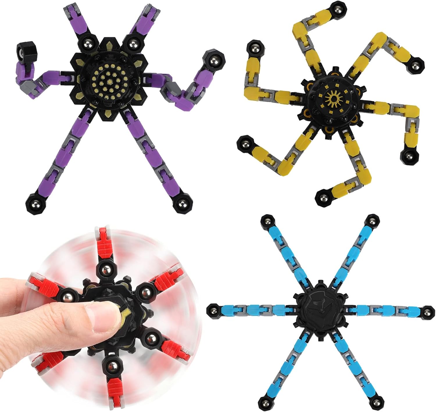 4 Pack Transformable Fidget Spinner Fidget Toys Set, Fidget Spinner Transformable,Sensory Fidget