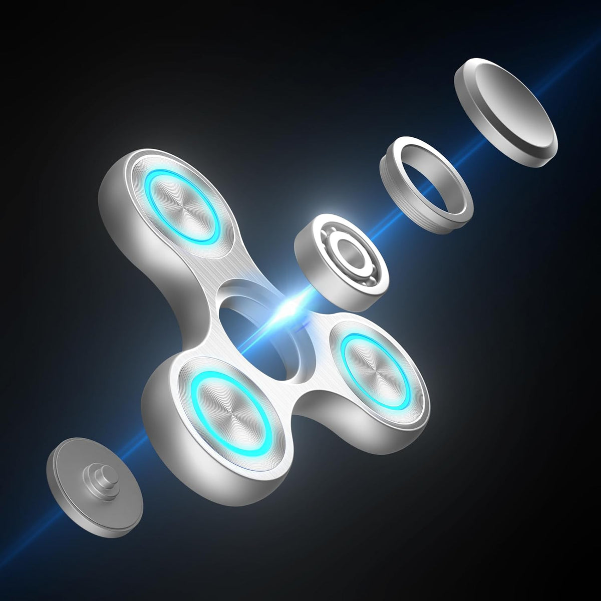 Fidget Spinners Toy, Metal Stainless Steel Bearing High Speed 4-8 Min Spins, EDC ADHD Stress