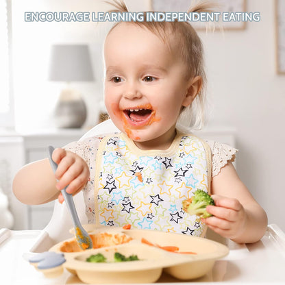 NETANY Silicone Baby Feeding Spoons, First Stage Infant Soft-Tip Easy on Gums I Training Spoon Self