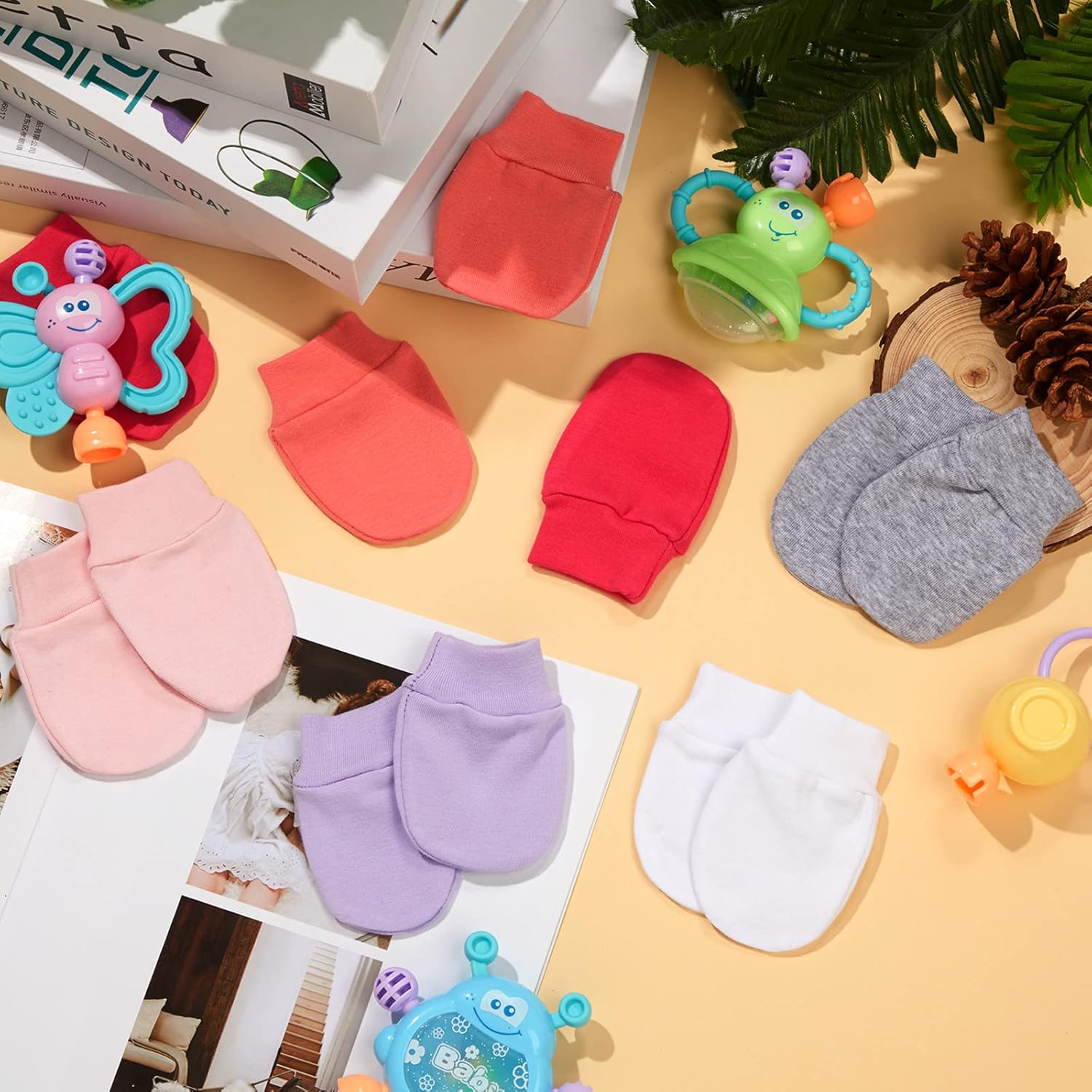 Geyoga 6 Pairs Newborn Baby Mittens No Scratch Gloves Infant Toddler Anti Scratch Essentials Unisex