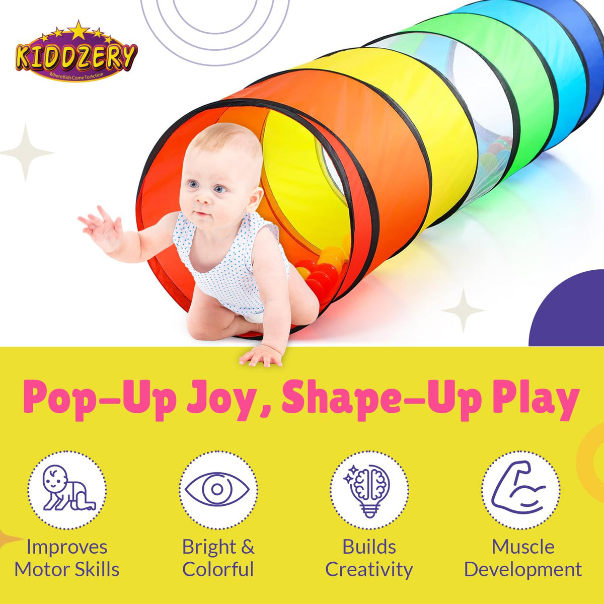 Kids Play Tunnel Set for Toddlers Double Tunnels for Indoor and Outdoor Fun | Pop-Up Crawl Tunnels