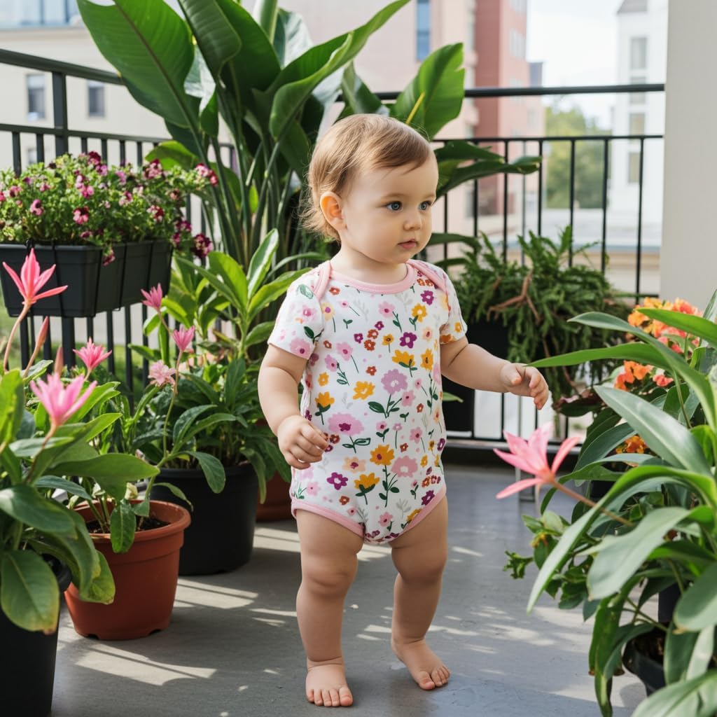 PATPAT Baby Bodysuits Supersoft Bamboo Viscose - Short Sleeve Boys and Girls - Newborn Infant