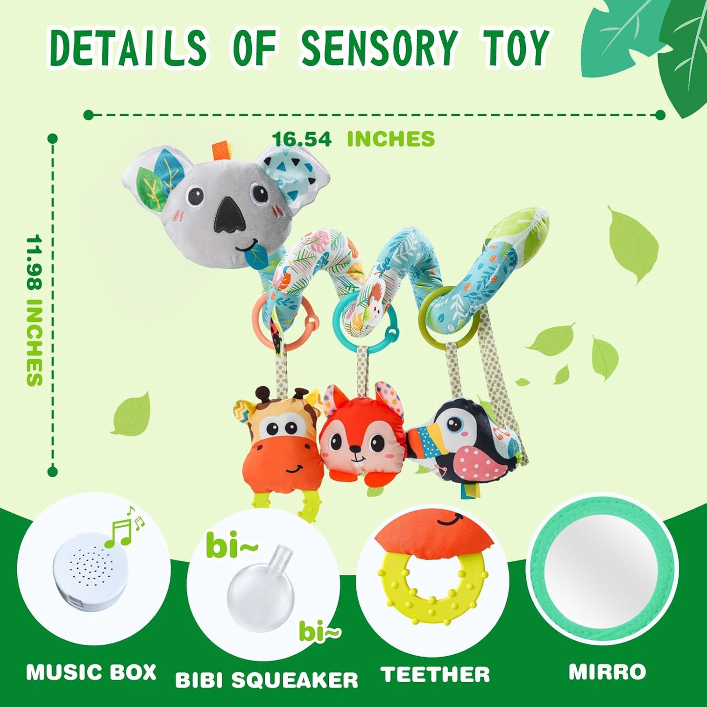 Jollybaby Crib Stroller Car Seat Toys for Baby 0-3-6-9-12 Months, Tummy Time Hanging Sensory Toys