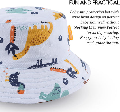 JANGANNSA Cotton Baby Sun Hat Infant Toddler Boys Girls Bucket Hats Summer Sun Protection Kids