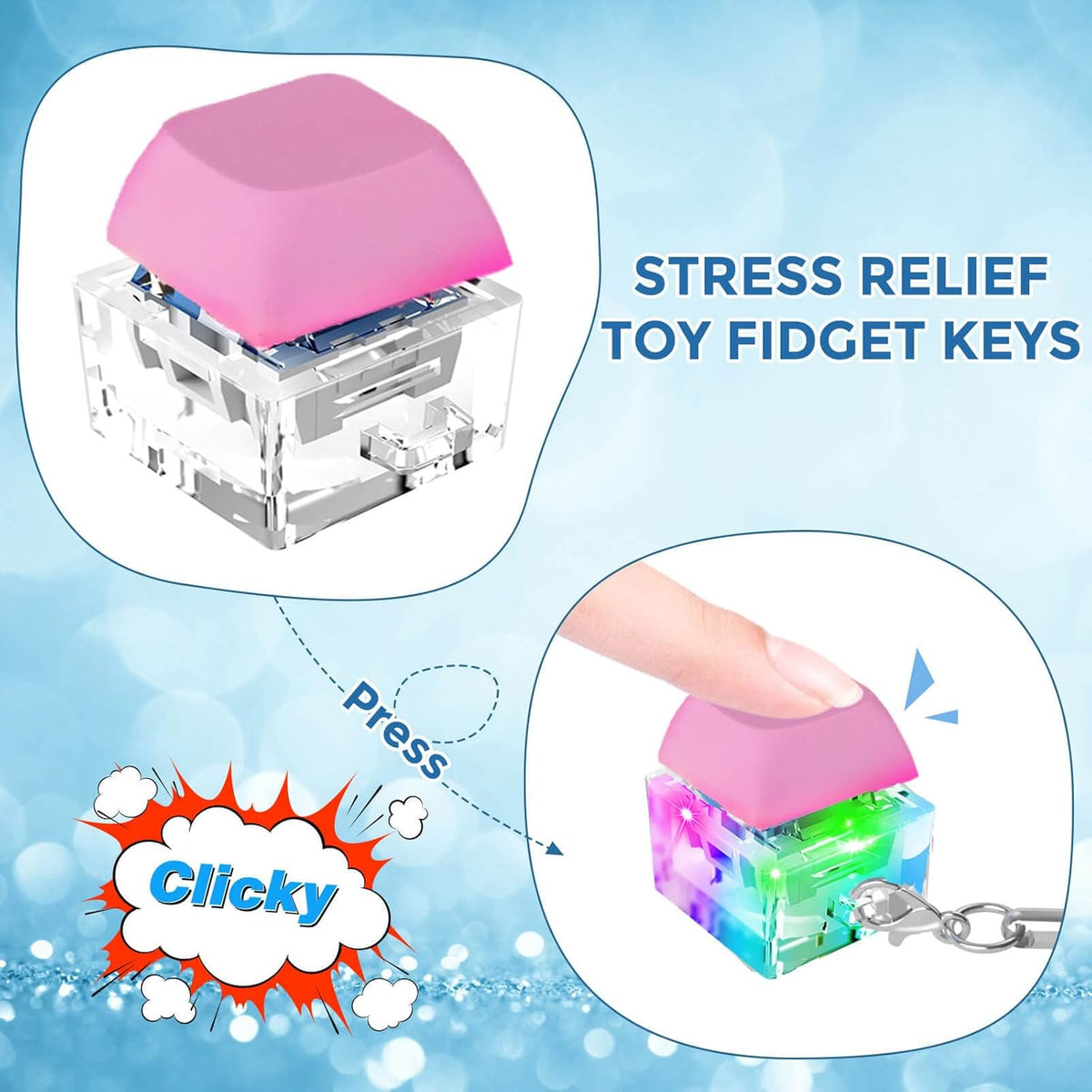 Keyboard Fidget Toys, Keyboard Fidget Keychain Keyboard Decompression Toys Keyboard Fidget Toy