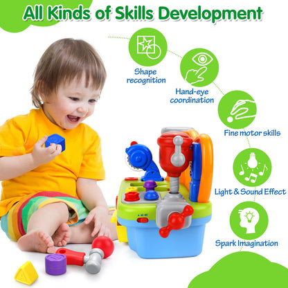 Toys for 1 Year Old Boy, Musical Toy Tool Bench, 1 2 3 Years old Boy Gifts