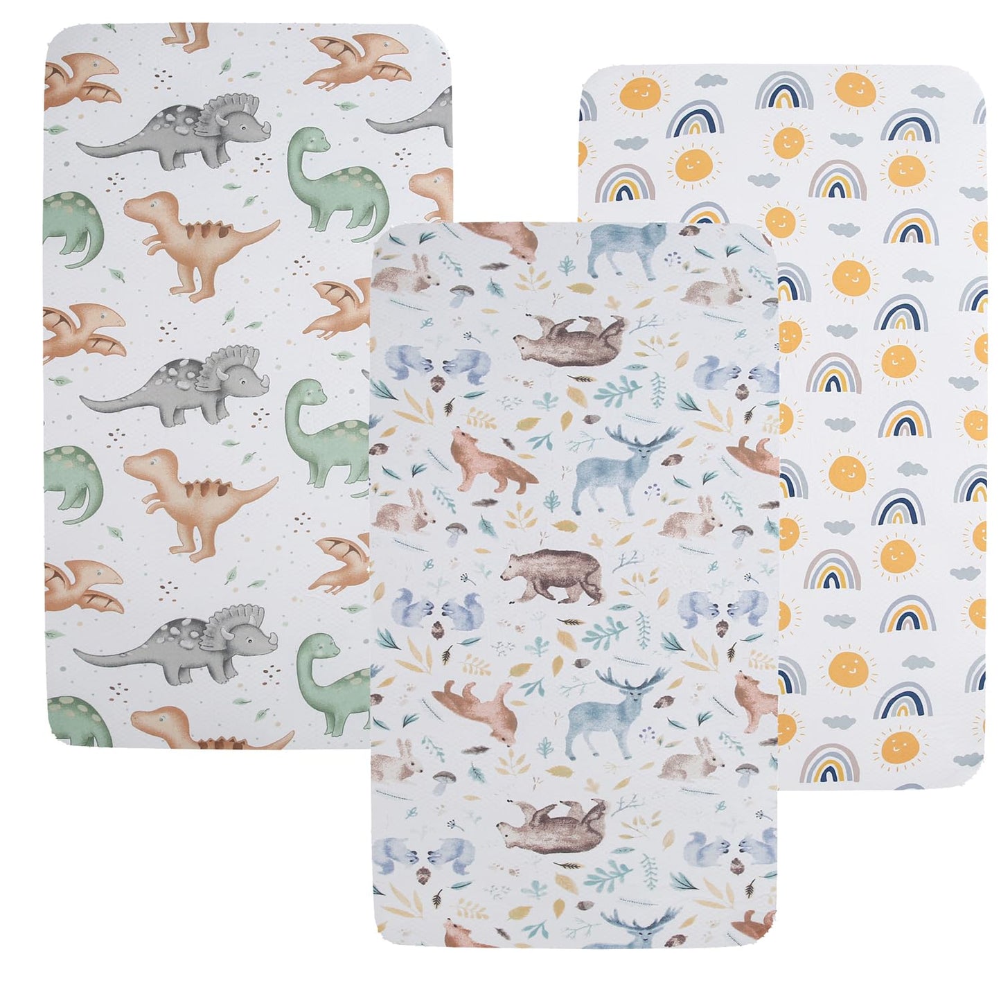 Pack n Play Sheet Stretchy Fitted Portable Mini Crib Sheets Set 3 Pack,Playard Sheets Convertible