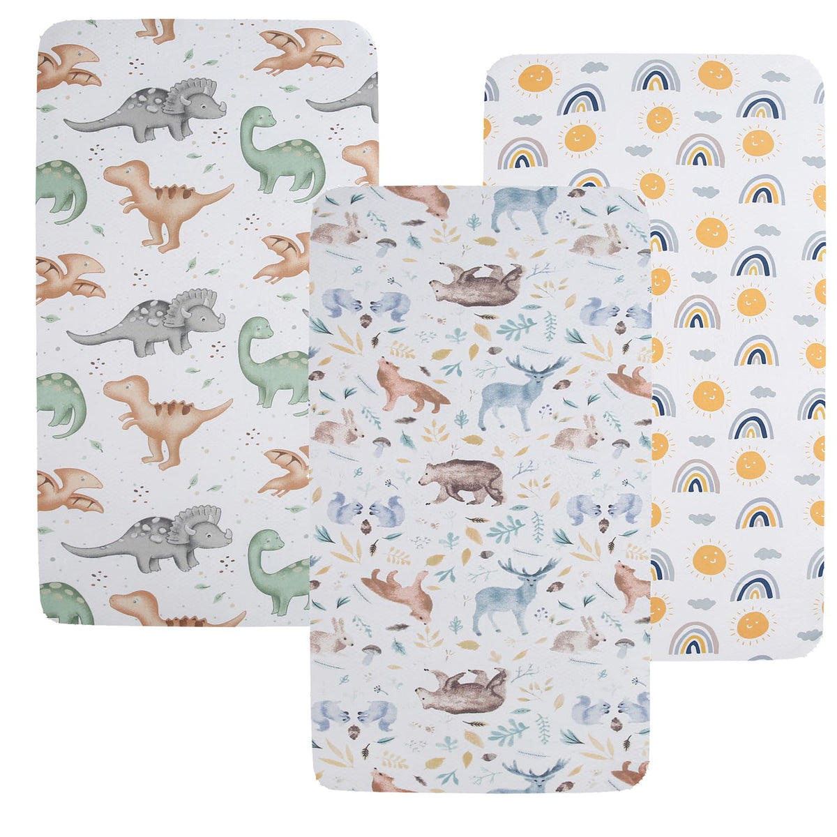 Pack n Play Sheet Stretchy Fitted Portable Mini Crib Sheets Set 3 Pack,Playard Sheets Convertible