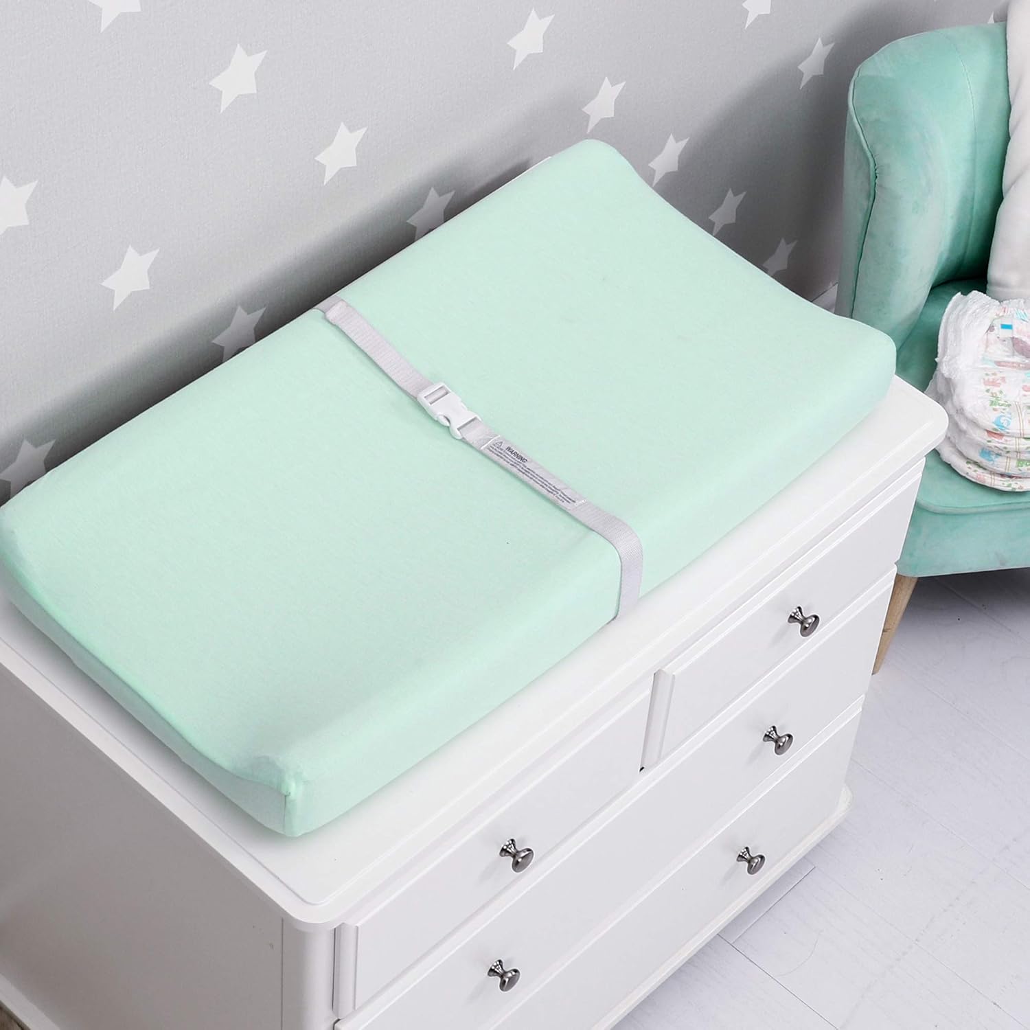 TILLYOU Changing Pad Cover Set in Soft Jersey Material - Fits 32"/34''x16 Contoured Pad for Babies