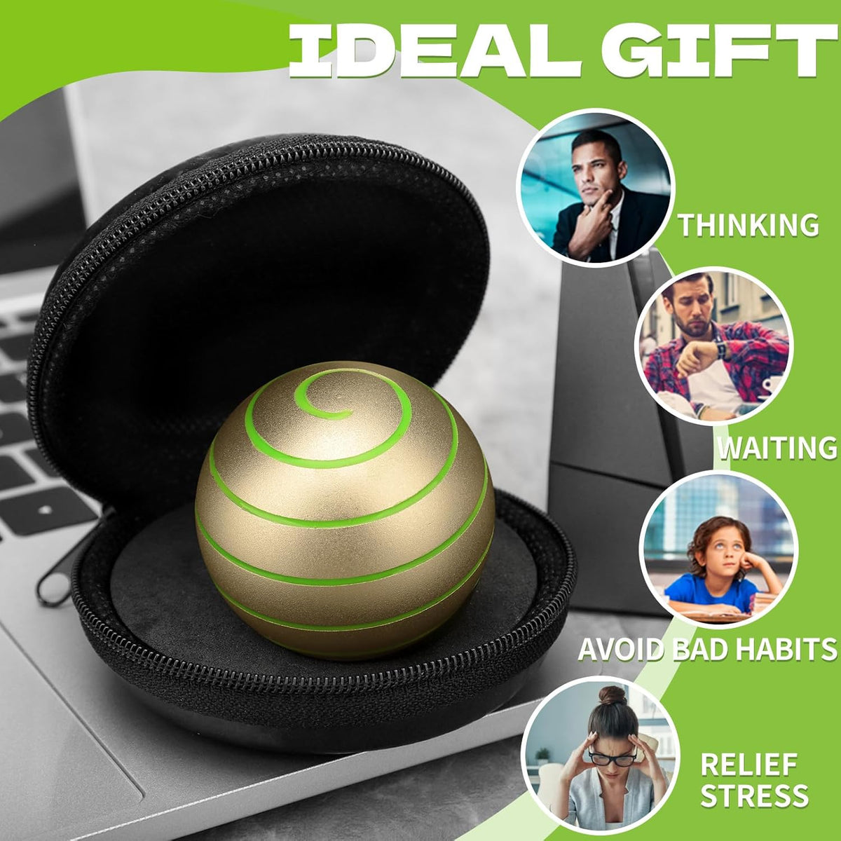 Luminous Desk Spinning Toys for Kids Adults, Metal Kinetic Stress Ball, Optical Illusion Fidget