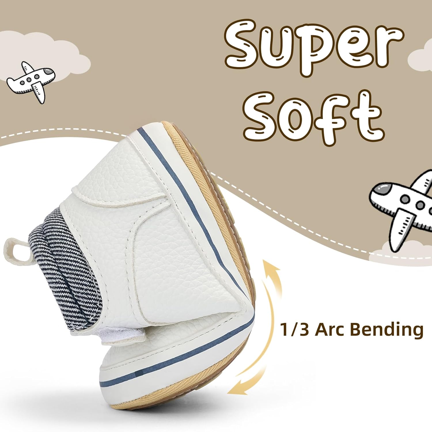 Baby Boys Girls Non-Slip Rubber Sole High-Top PU Leather Infant Sneakers Toddler Crib First Walker