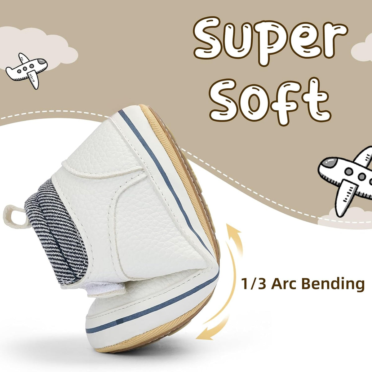 Baby Boys Girls Non-Slip Rubber Sole High-Top PU Leather Infant Sneakers Toddler Crib First Walker