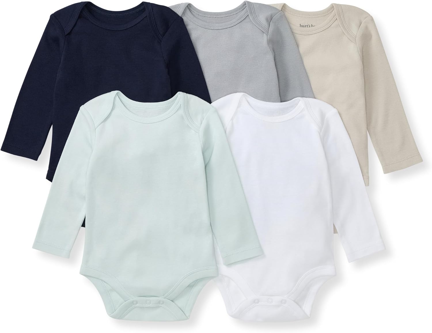 Burt's Bees Baby Unisex Organic Cotton Short and Long Sleeve Bodysuits, 5-Pack