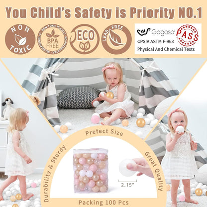 GOGOSO Ball Pits Balls for Toddlers Pack of 50 100 200 Plastics Shape Ball Non-Phthalate Non-BPA