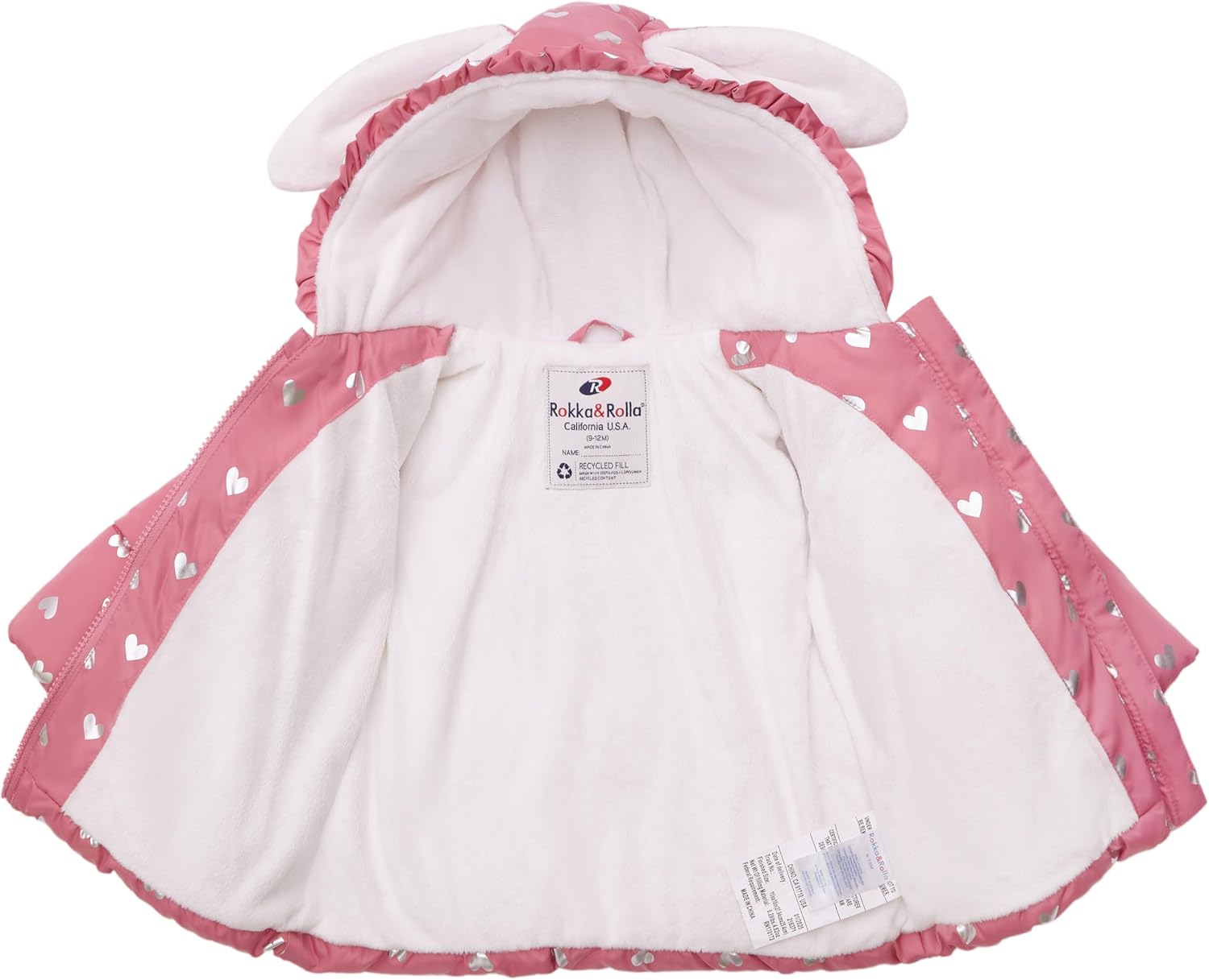 Rokka&Rolla Baby Girls' Water-Resistant Soft Mini Fur Lined Puffer Jacket Winter Coat for Newborn