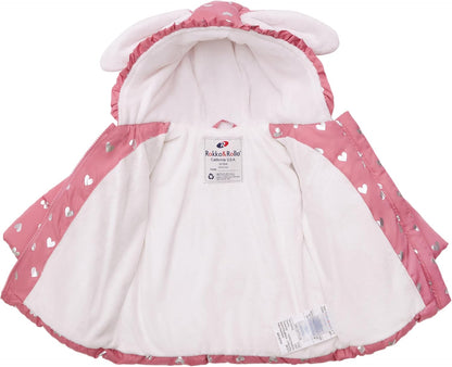 Rokka&Rolla Baby Girls' Water-Resistant Soft Mini Fur Lined Puffer Jacket Winter Coat for Newborn