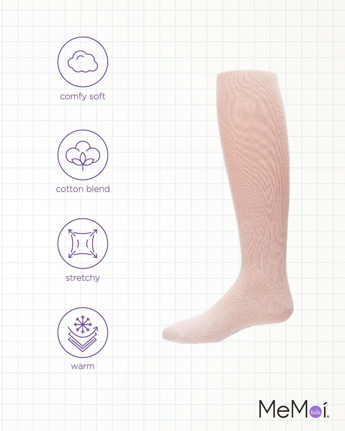 MeMoi Soft Pima Cotton Tights for Girls, Soft and Lightweight Opaque Tights for girls - Sizes 8 to