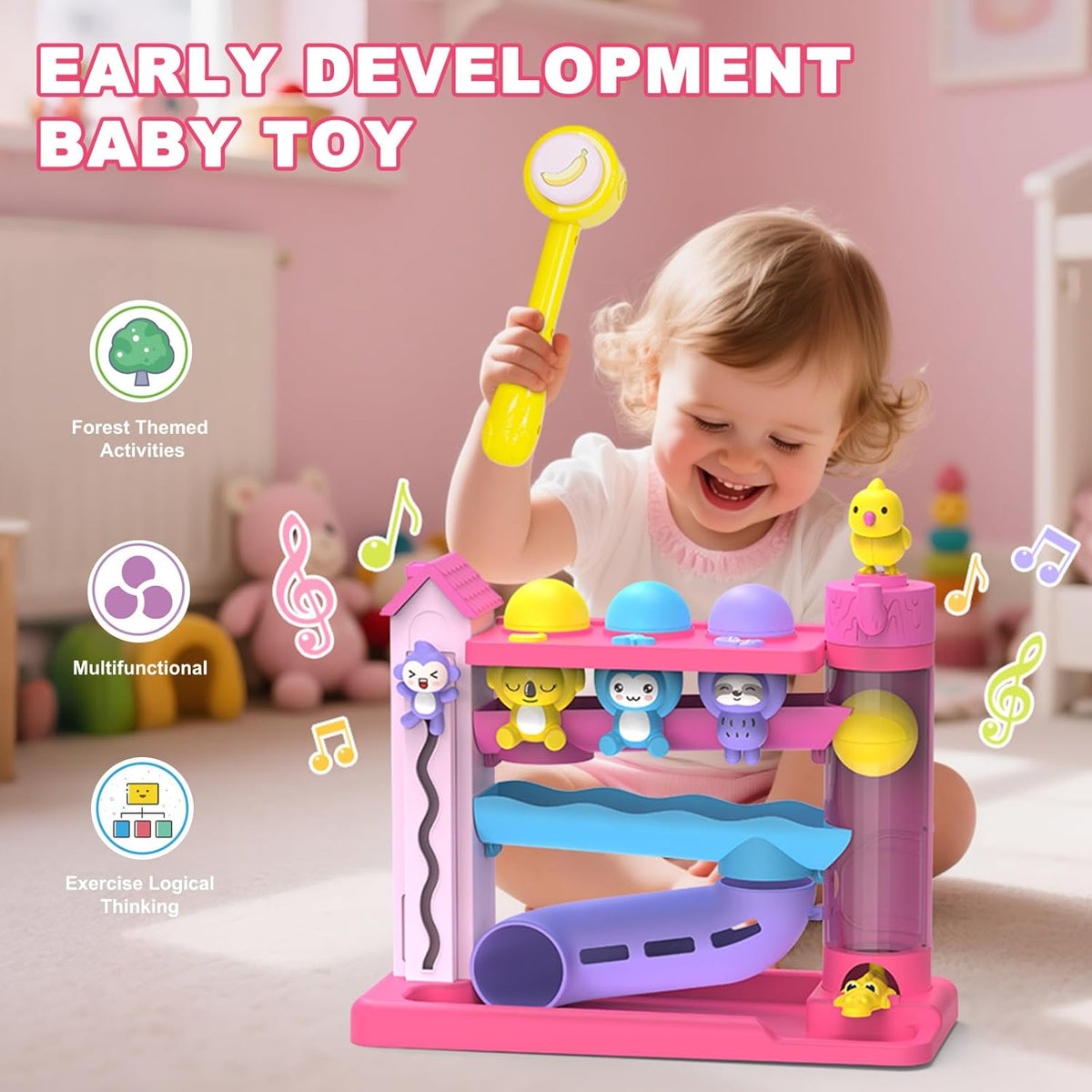 Toddler Musical Toys for 1+ Years Old Girls,Fine Motor Skills Developmental Baby Toy 12-18-24+