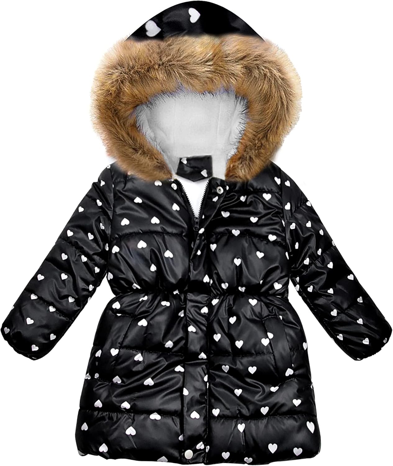 Miss Bei Girl's Winter Coat Jacket Hooded Kids Toddler Flower Print Parka Outwear Warm Cotton
