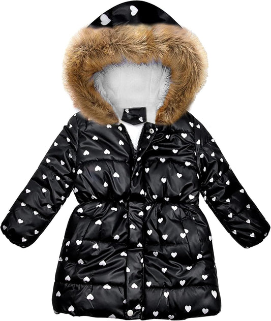 Miss Bei Girl's Winter Coat Jacket Hooded Kids Toddler Flower Print Parka Outwear Warm Cotton