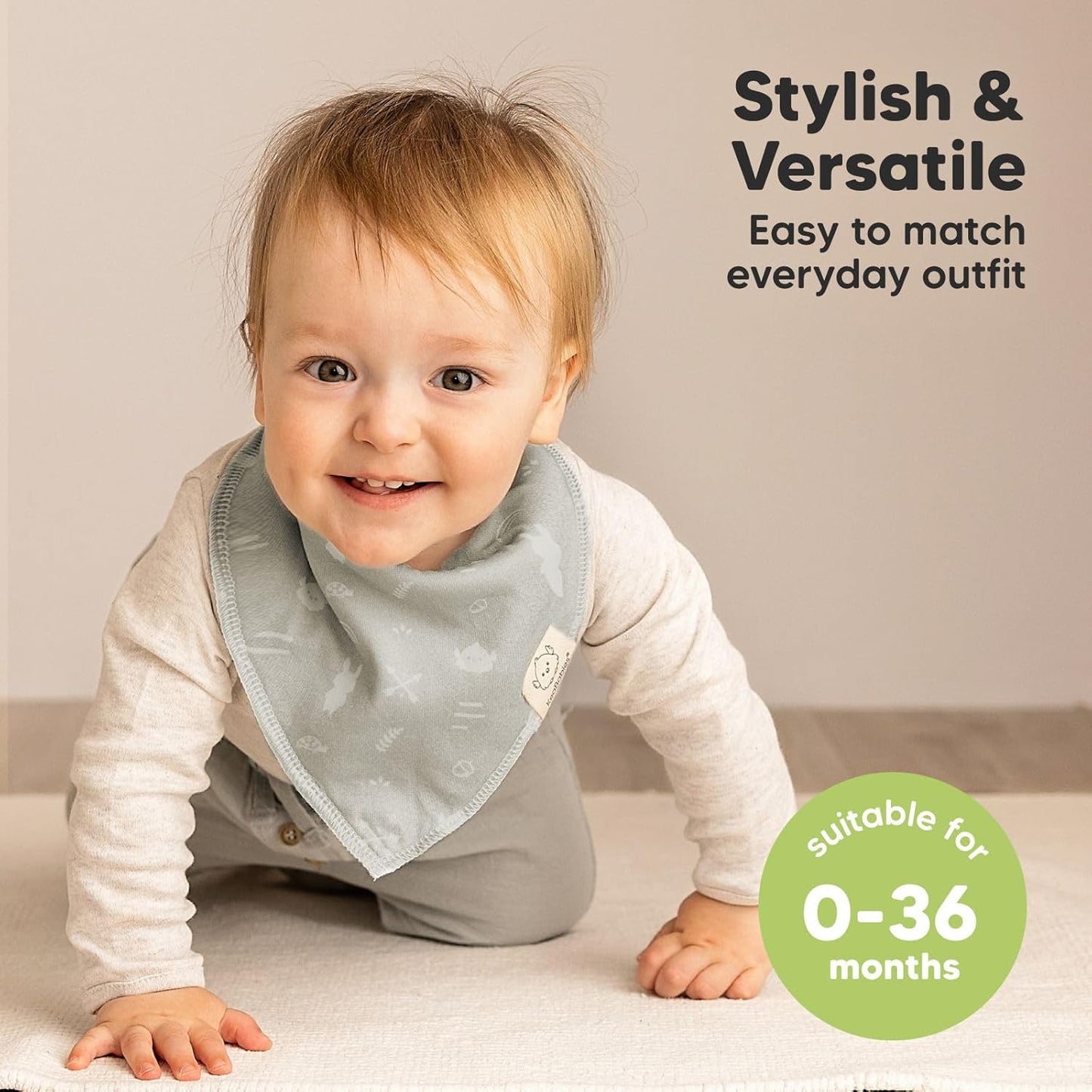 8-Pack Organic Baby Bandana Bibs for Boys, Girls - Super Absorbent Triangle Baby Bibs for Drooling