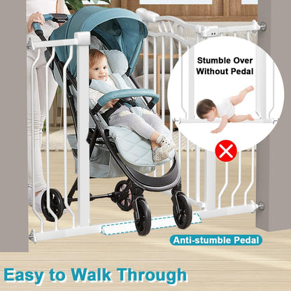 Extra Wide Baby Gate for Doorways 29.9"-53.1", Pressure Mounted Dog Gates With Door, Child Safety