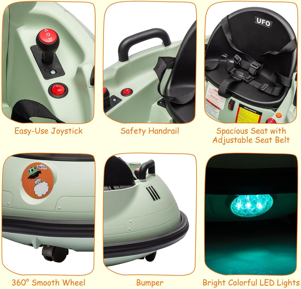 12V Electric Ride on Bumper Car for Toddlers, Kids Bumper Car with Remote Control, 360 Degree Spin