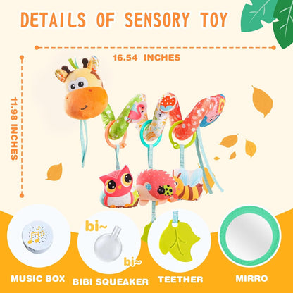 Jollybaby Crib Stroller Car Seat Toys for Baby 0-3-6-9-12 Months, Tummy Time Hanging Sensory Toys