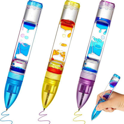 3 Pcs Liquid Motion Bubbler Pens Cool Pens Fidget Pen Fun Liquid Timer Pen Fidget Toys Office Desk