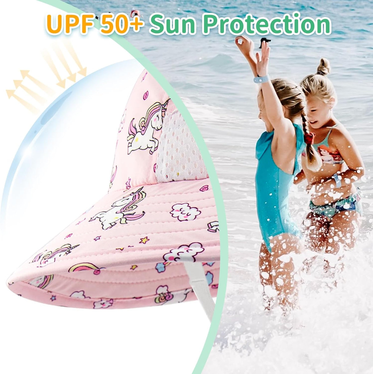 XIAOHAWANG Girls Sun Hat Baby Beach Hats Boys UPF 50+ Kids Summer Protection Cap Toddler Breathable