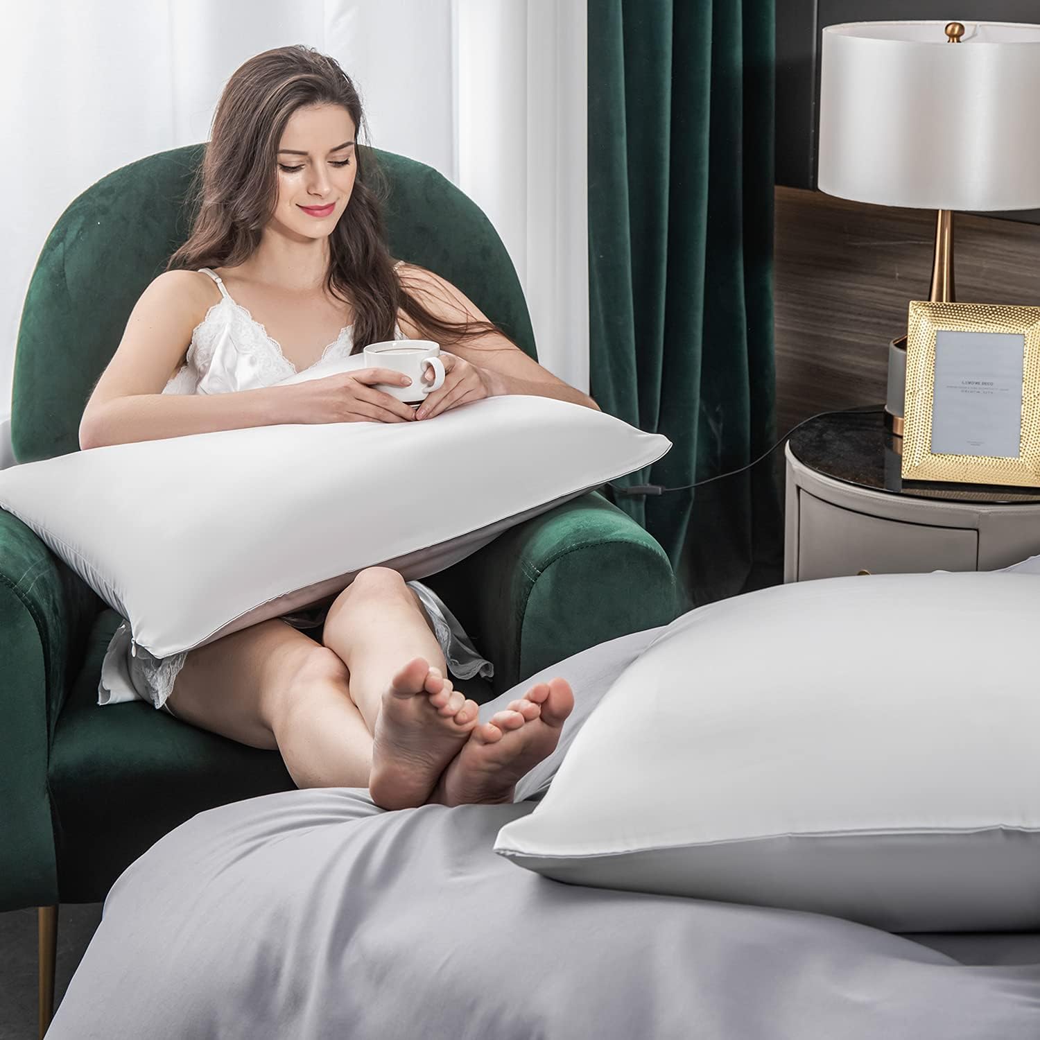 Mulberry Silk Pillowcase for Hair and Skin,Cooling Silk Pillow Case with Hidden Zipper,Allergen