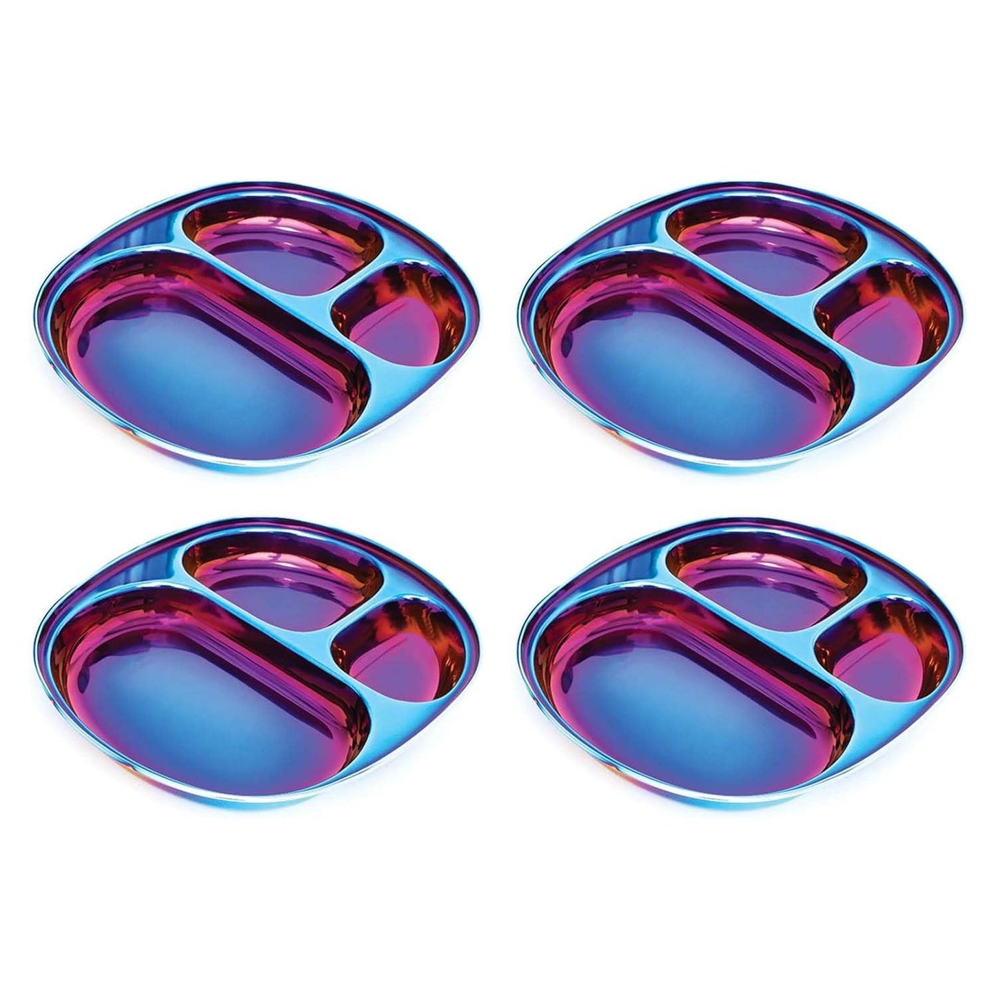 Ahimsa Stainless Steel Plates for Kids - Divided Plates for Toddlers, Pediatrician Designed, Non