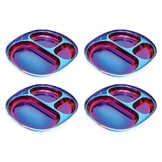 Ahimsa Stainless Steel Plates for Kids - Divided Plates for Toddlers, Pediatrician Designed, Non