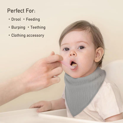 Muslin Baby Bibs 8 Pack, Baby Bandana Drool Bib for Drooling and Teething, Cotton Soft Absorbent