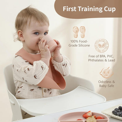 Moonkie Baby Training & Sippy Cup Set | 4 Months+ | Baby-Led Weaning Essential | Gift (Blush Cup