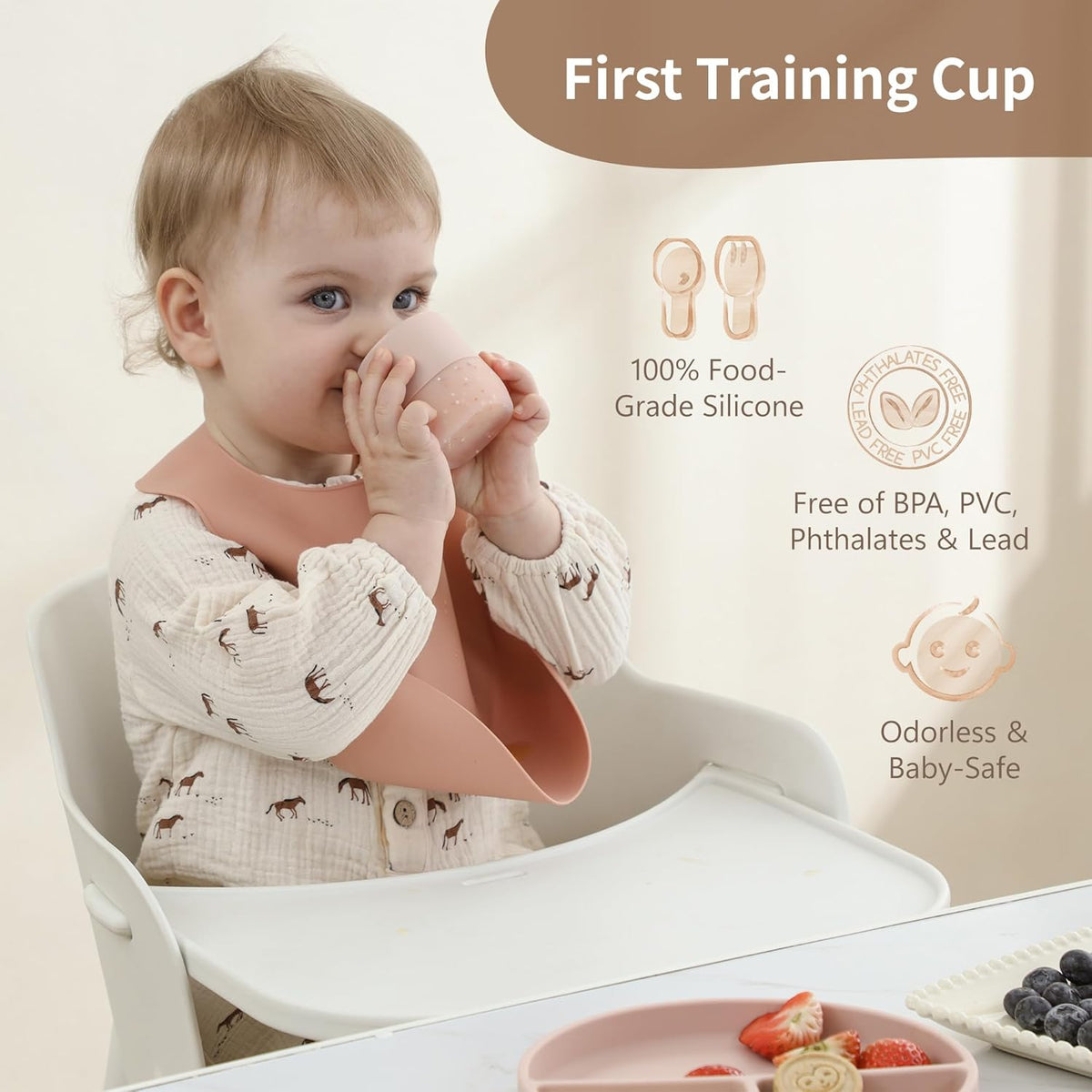 Moonkie Silicone Baby Cup 4 Months+ | Open Training Drinkware for Infants with Confetti Sprinkles |