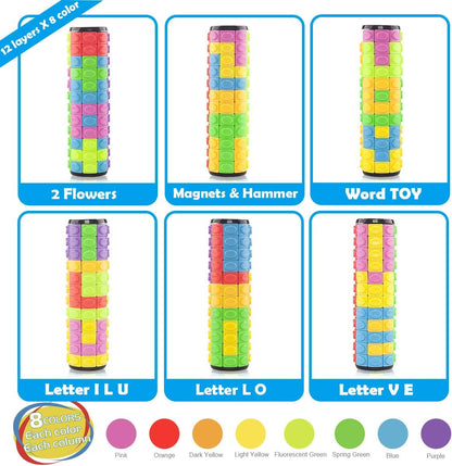 R.Y.TOYS Rotate and Slide Puzzle-Design Patent,Fidget Toys(Restore/Create) 8 Colors,12