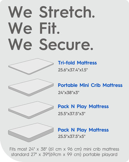 Ultra Soft Pack N Play Sheets - Fitted, Premium Jersey Knit, Stretchy Neutral, Woodland Mini Crib