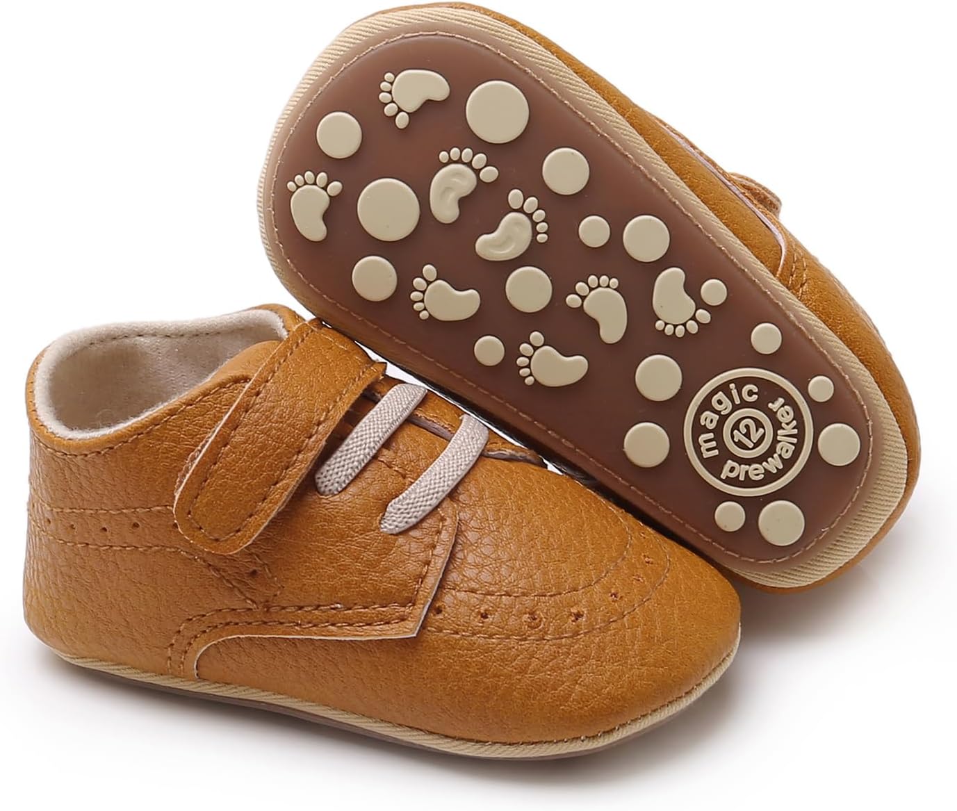 SOFMUO Baby Boys Girls High Top Ankle PU Leather Sneakers Soft Rubber Sole Infant Moccasins Newborn