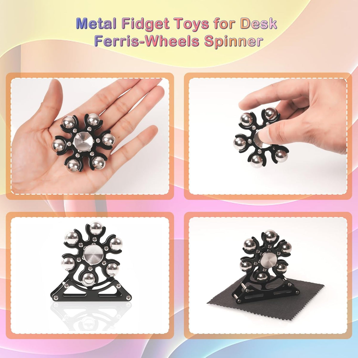 Desk-Fidget-Toys for Ferris-Wheels-Spinner: 4mins Kinetic-Metal-Spinner, Cool-Gadgets-Stuff for Kid