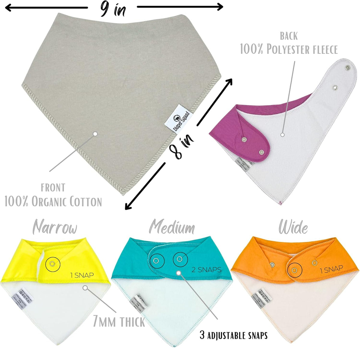 DiaperSquad's Baby Bibs for Drooling and Teething, Bibs for Boys, Baby Girl - Solid Cotton Baby