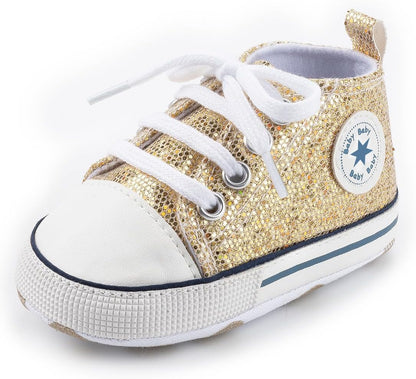Unisex Baby Girls Boys Canvas High-top Shoes, Newborn Infant Anti-Slip Soft Sole Frist Walking