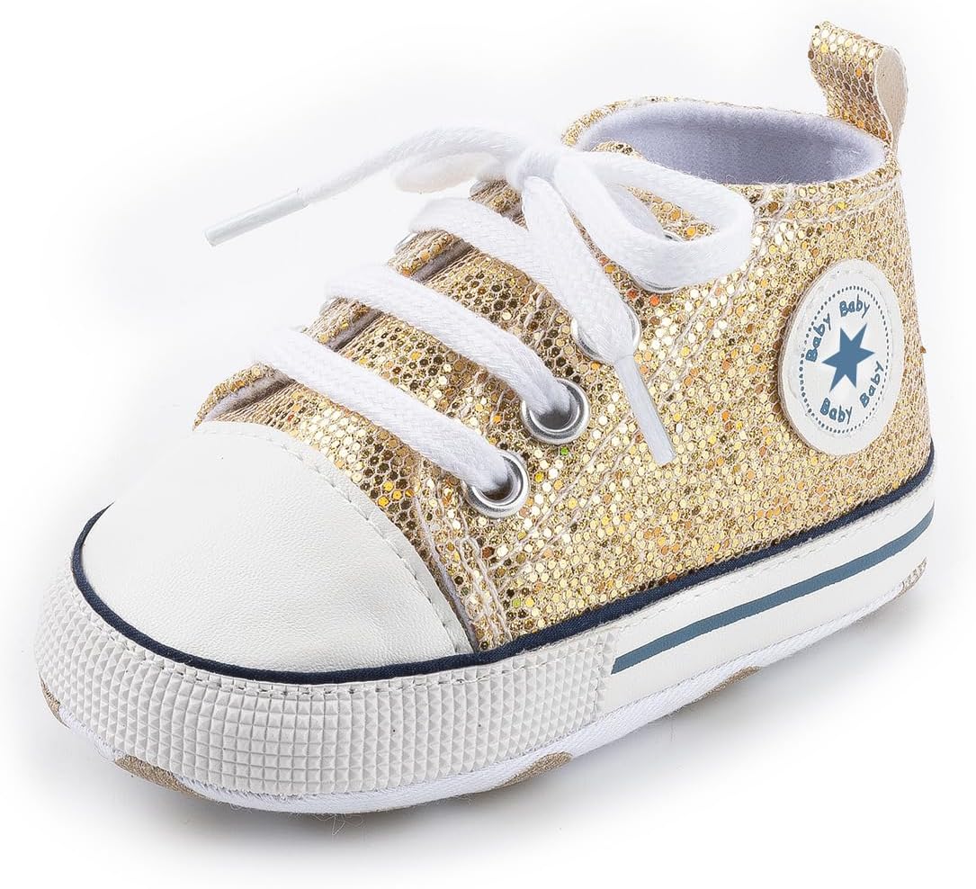 Unisex Baby Girls Boys Canvas High-top Shoes, Newborn Infant Anti-Slip Soft Sole Frist Walking