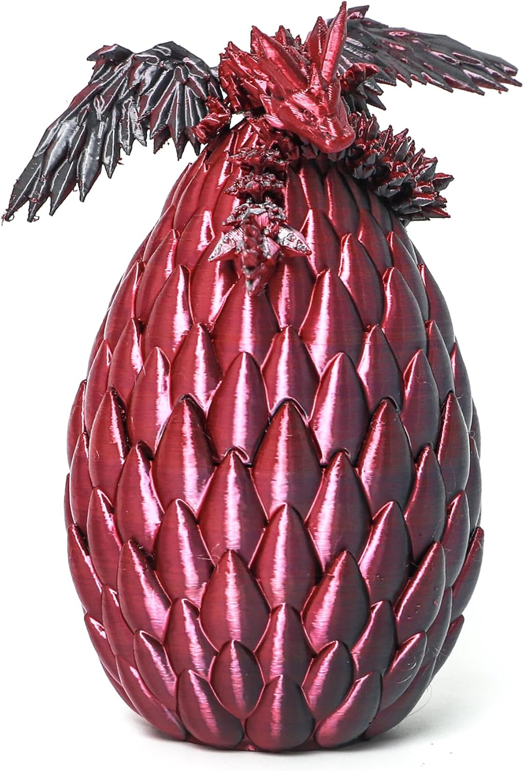 3D Printed Flying Dragon in Egg - Black Mix Red - Surprise Egg with Flexible Winged Dragon Inside