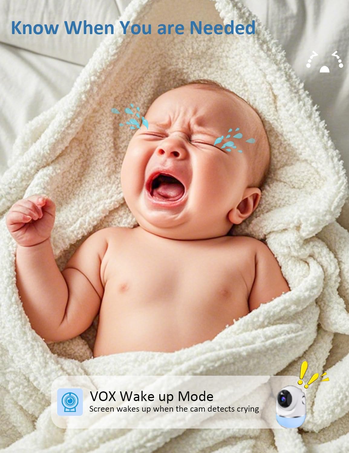Baby Monitor, 5'' Screen with 32 Hours 5000mAh Battery, Pan-Tilt-Zoom Video 1080P Baby Monitor with