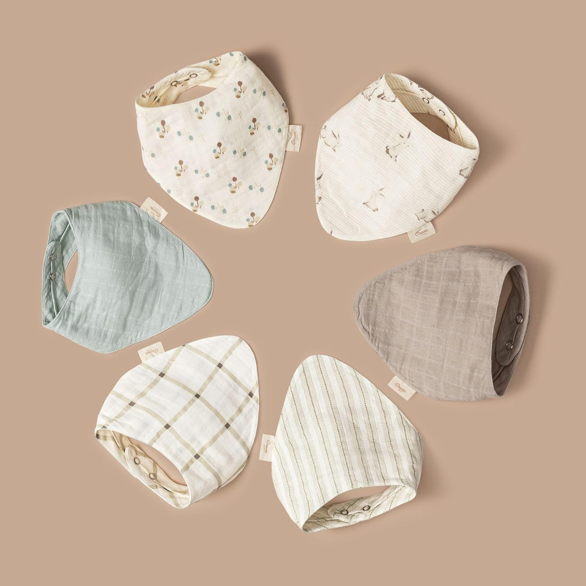 Crane Baby 100% Organic Cotton Baby Bibs, 3-pc. Set, Bunny Pattern For Boys, Girls, Unisex