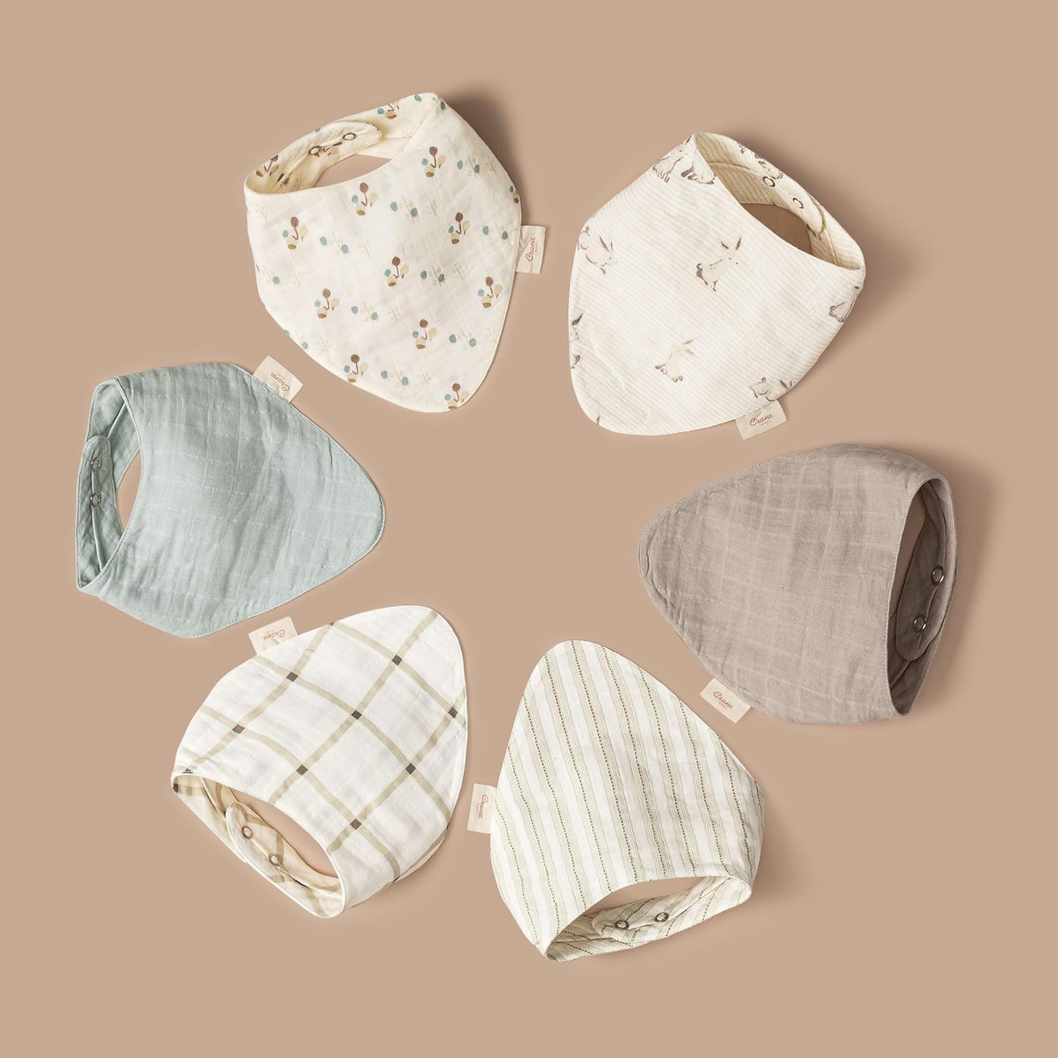 Crane Baby 100% Organic Cotton Baby Bibs, 3-pc. Set, Bunny Pattern For Boys, Girls, Unisex