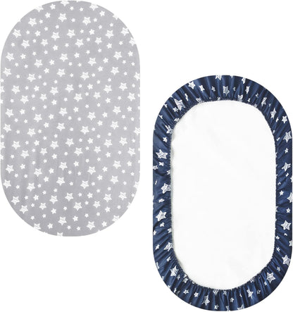 Bassinet Sheets Set 4 Pack for Baby Boy, Universal Fit for Oval, Hourglass and Rectangular