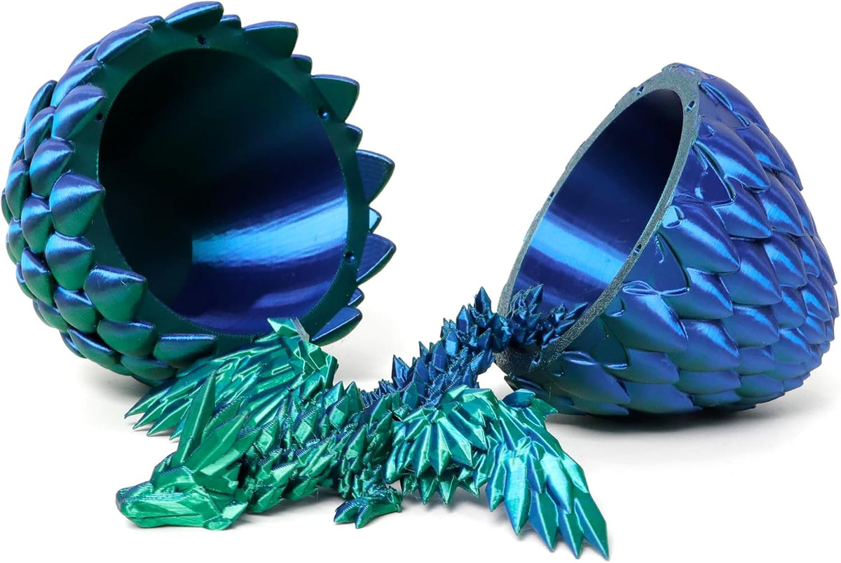 3D Printed Dragon Egg, Flying Articulated Dragon in Eggs, Flexible Joints Home Decor Executive Desk